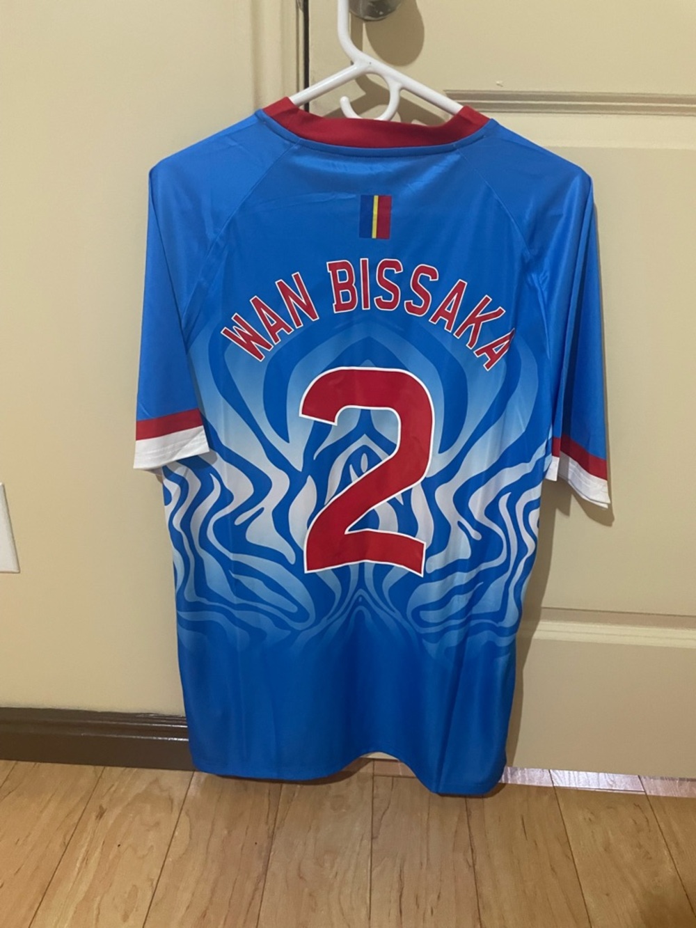 DR Congo Umbro Wan Bissaka #2 Blue and Red Soccer Jersey
